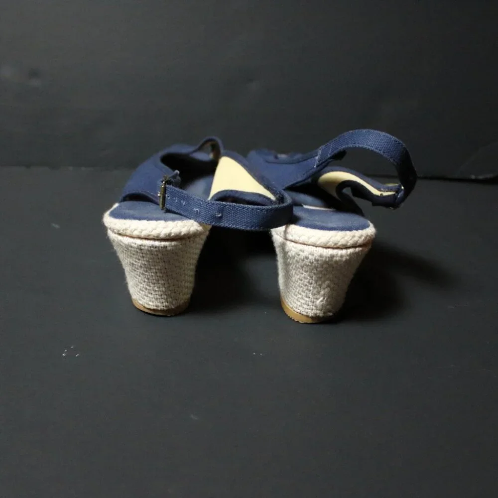 Vintage Navy Peep Toe Espadrilles 7.5